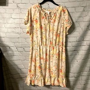 Lauren Conrad Yellow Floral Romantic Dress Size XL